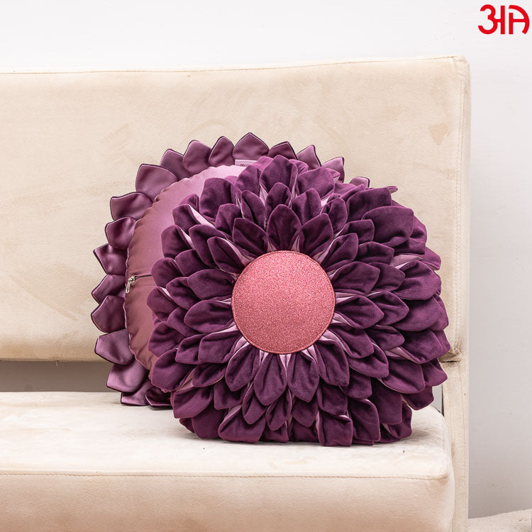 plum sunflower round cushion