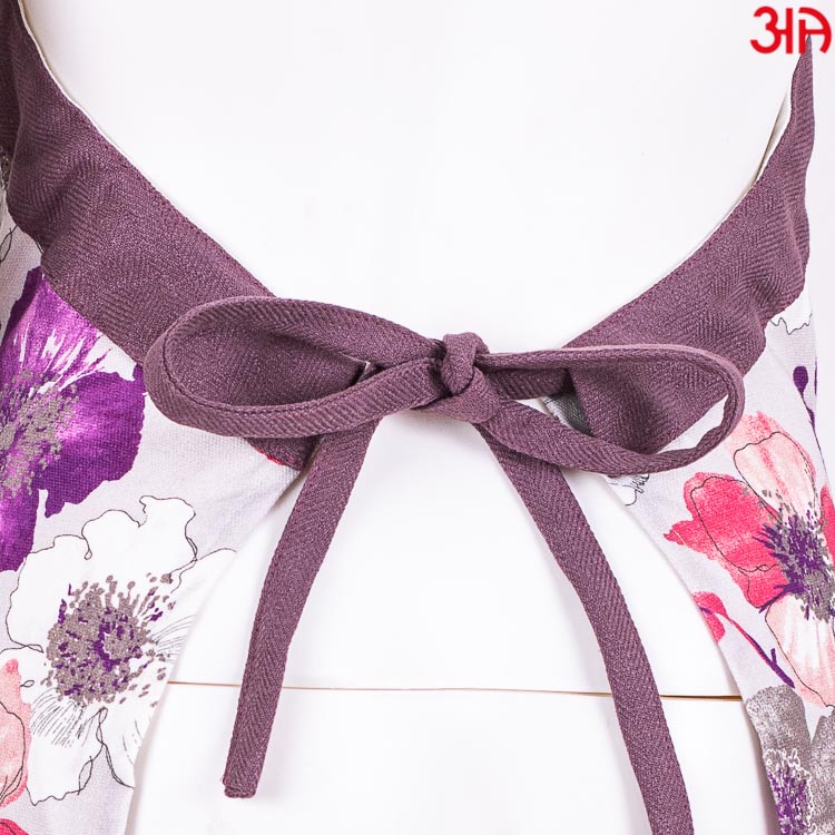 purple floral printed apron5