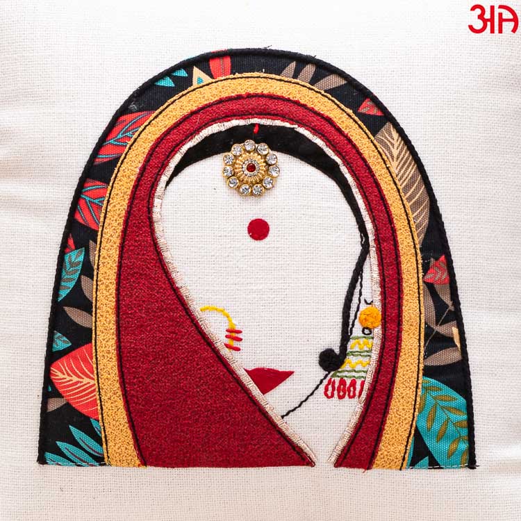 white rajasthani women cushion cover3