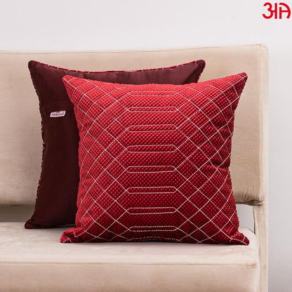 red textured crochet cushion cover