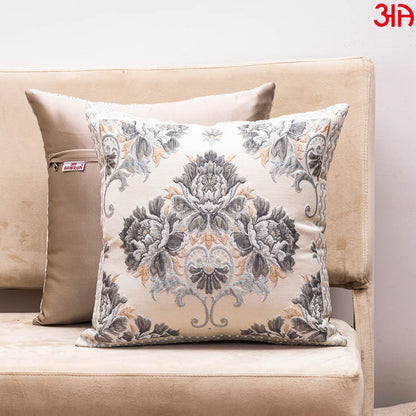 white jacquard rose cushions