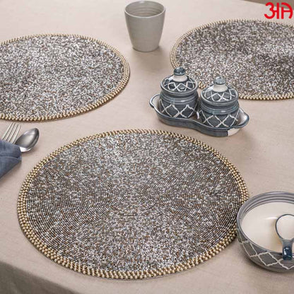 round grey table mat golden