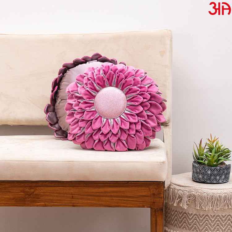 pink sunflower round cushion2