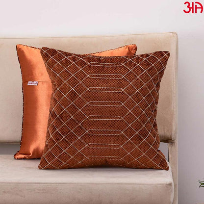 rust textured crochet cushion cover