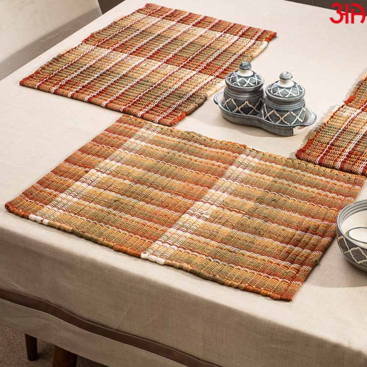 rust handloom cord jute table mat