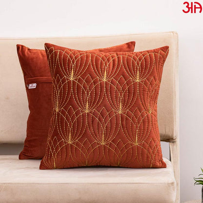 Rust Lotus Zari Cushions