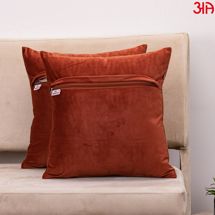 Rust Lotus Zari Cushions4