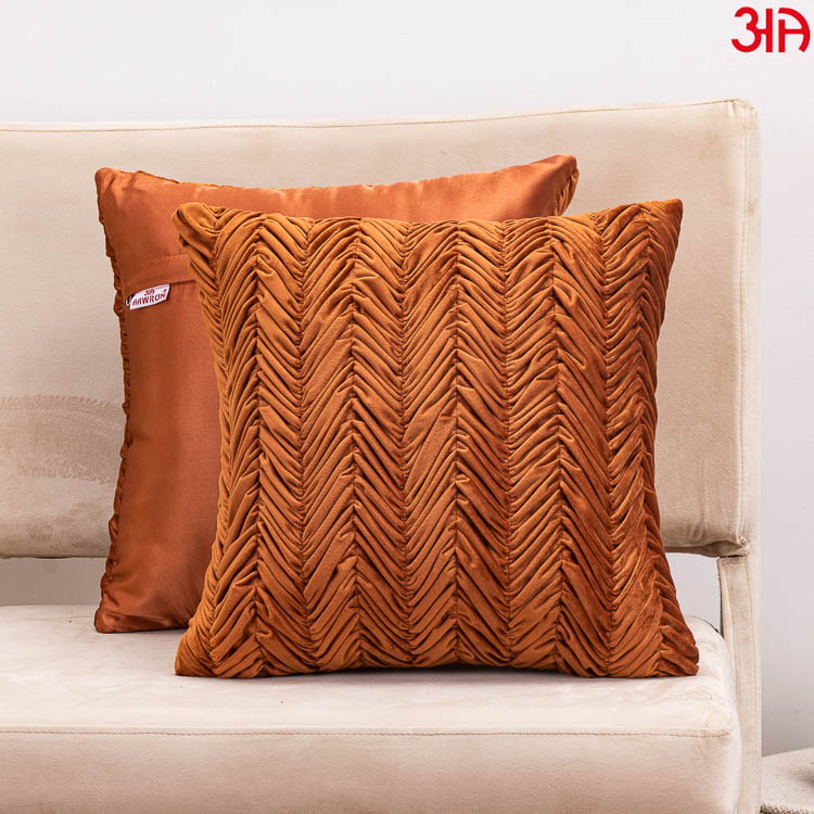 rust zig zag solid color cushion