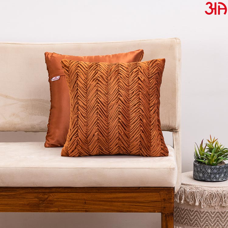 rust zig zag solid color cushion2