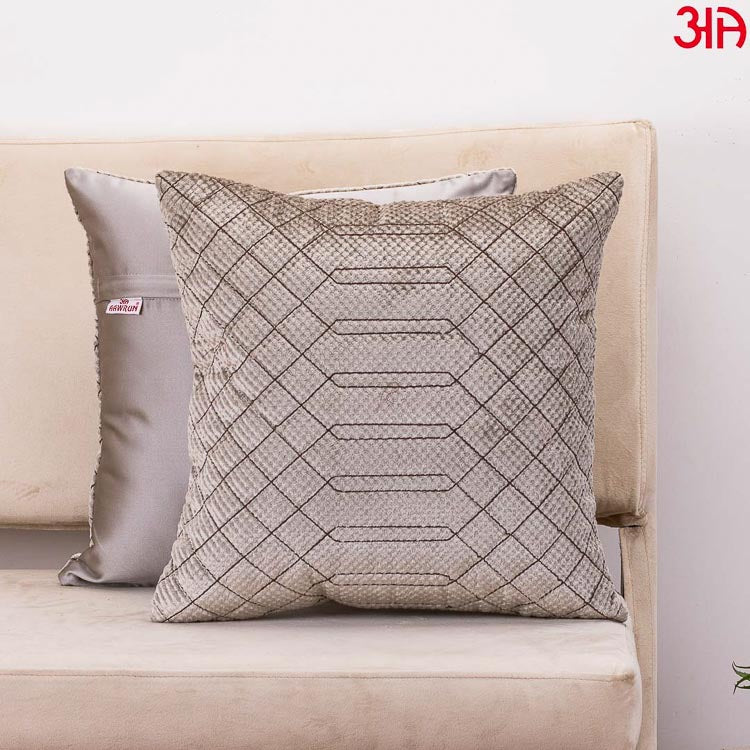 silver textured crochet cushion cover