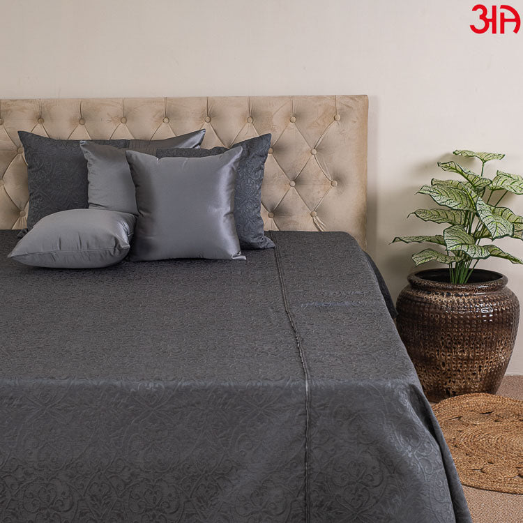 silver jacquard mix bed cover