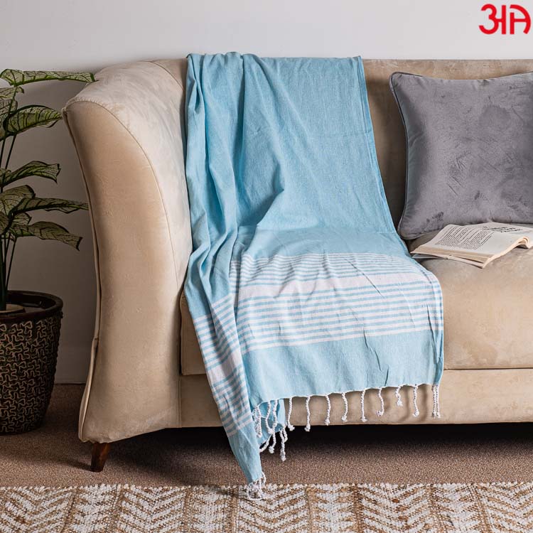 sky blue cotton throw for sofa4