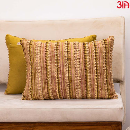 stripe handloom cushion green