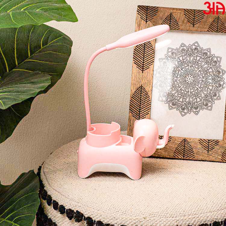 pink elephant design led study lamp