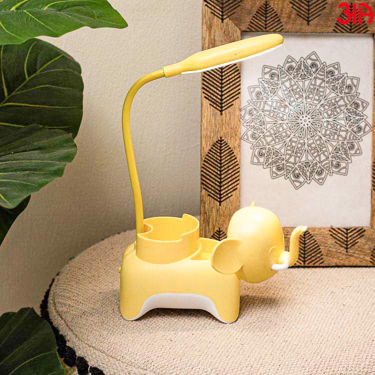 yellow elephant design led study lamp