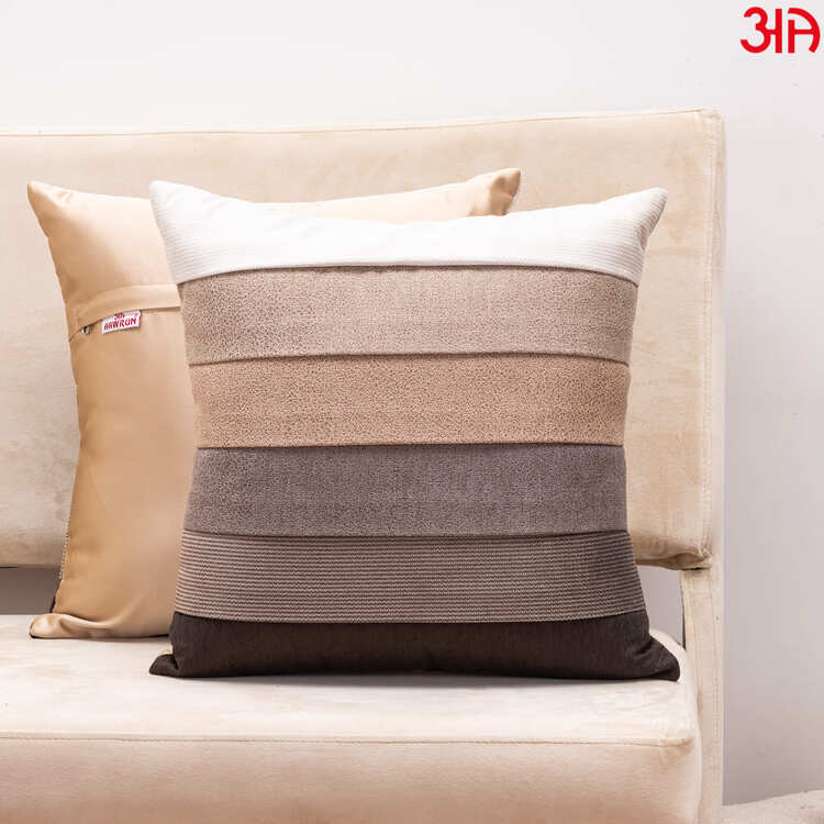 stripe suede brown cushion