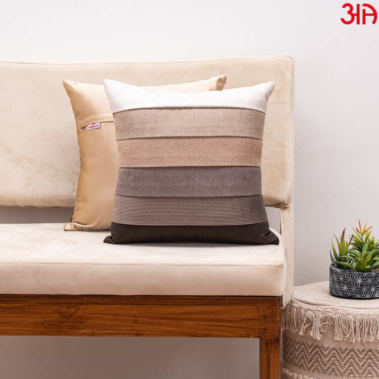 stripe suede brown cushion2