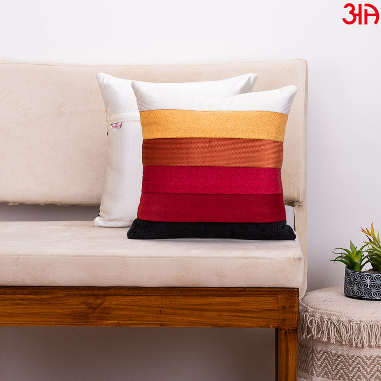 stripe suede red cushion2