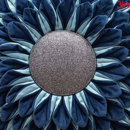 navy sunflower round cushion3