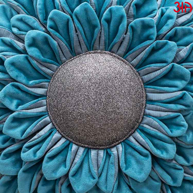 aquamarine sunflower round cushion3