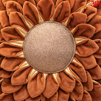 rust sunflower round cushion3