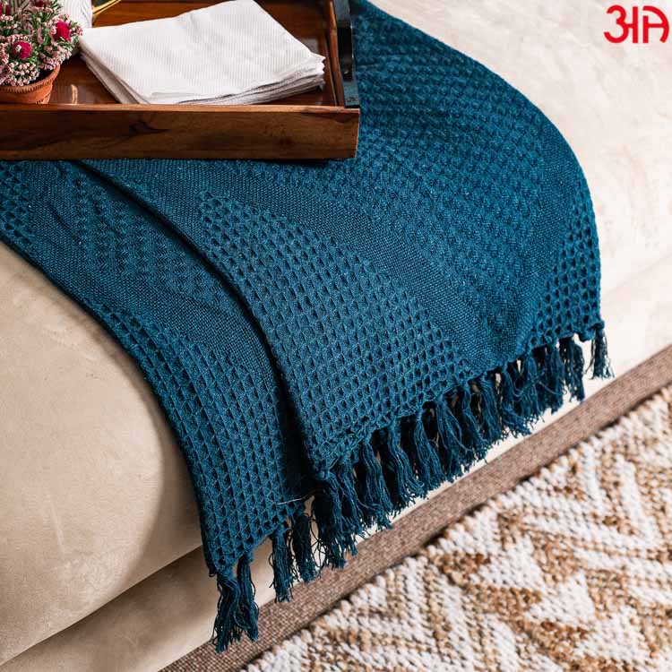 teal color cotton throws2