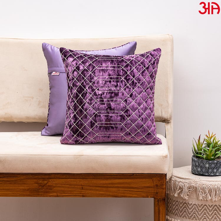 purple crochet textured cushion2