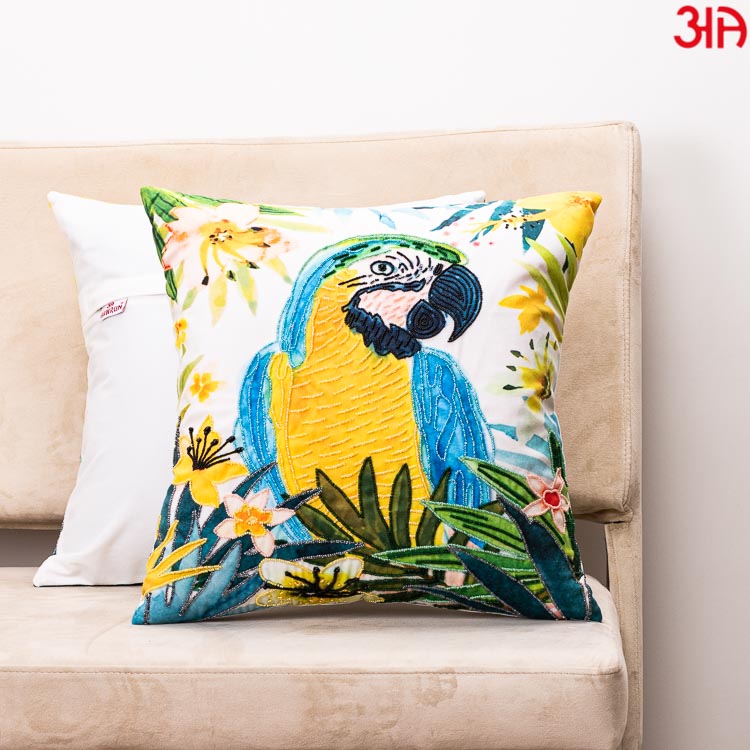 Tropical Colorful Parrot Design Cushion 2