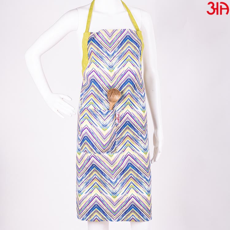 blue wave zig zag pattern cotton apron3