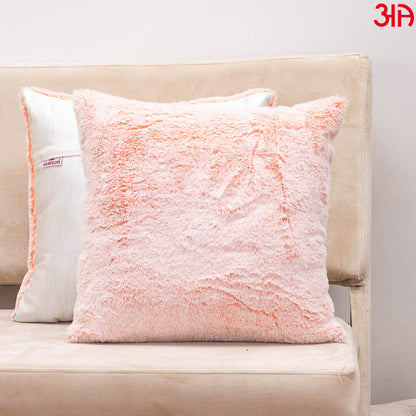 brown fur cushion cover pink