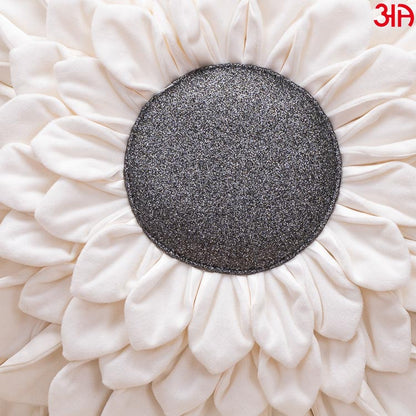 white sunflower round cushion4