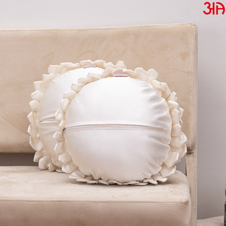 white sunflower round cushion4