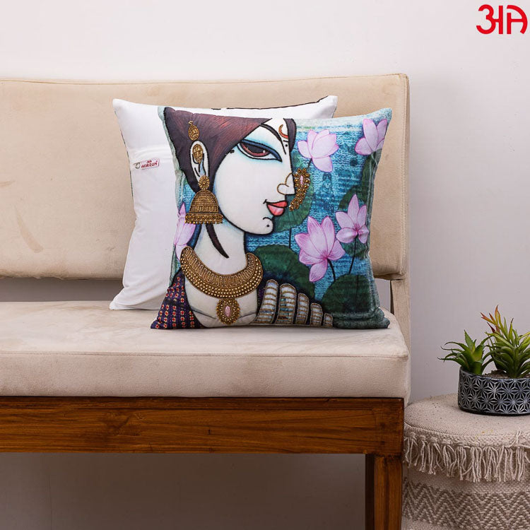 colorful women print cushion2