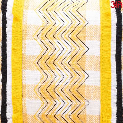 Handwoven Check Fringed Cushion Cover3