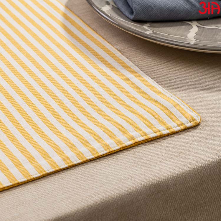 yellow stripe table mat cotton3