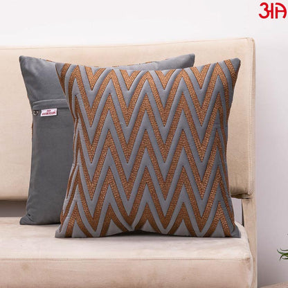 V zig zag grey cushion