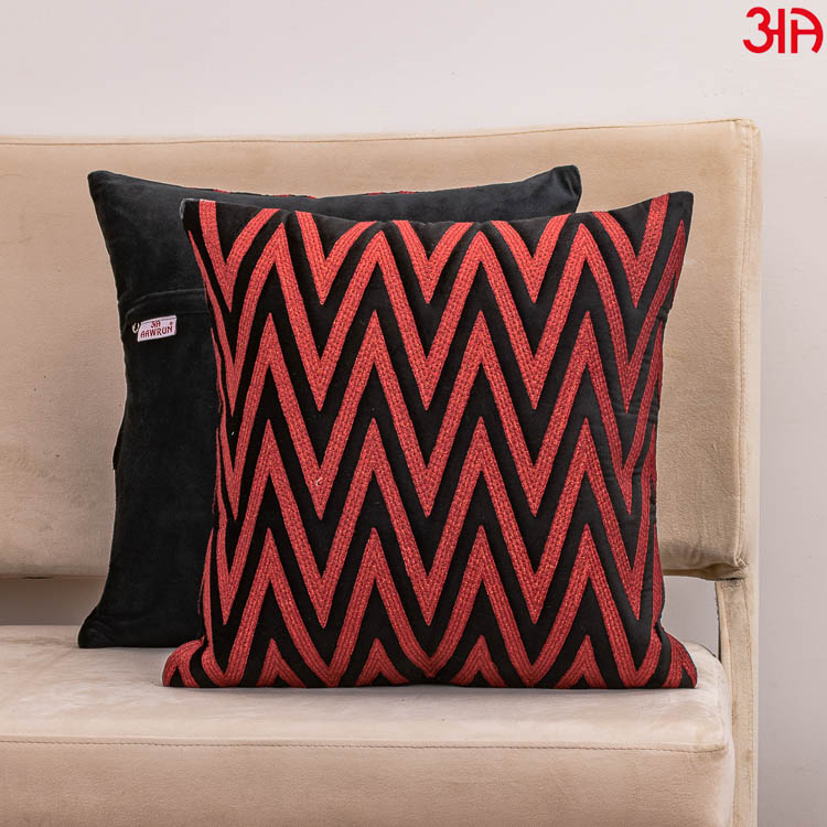 V zig zag red cushion